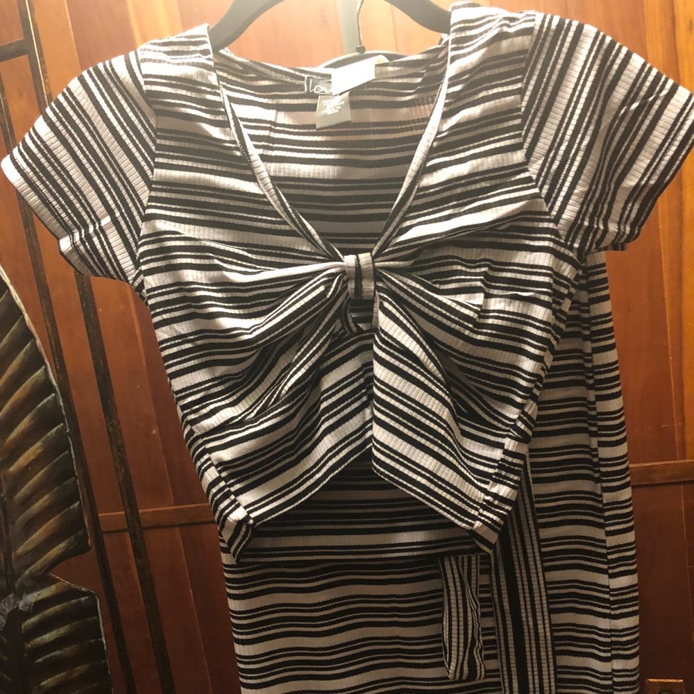 Stripe rib coordinate top & Skirt Set